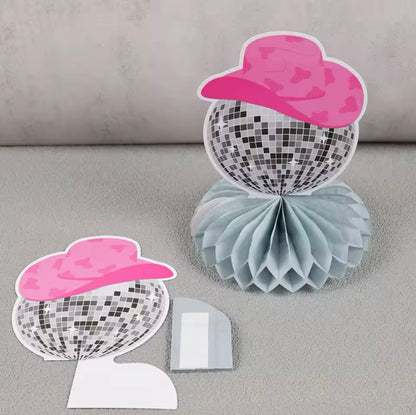 Western cowgirl discoball honeycomb tabletop decorations